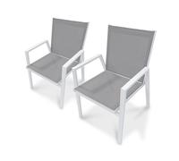 Lot de 2 Fauteuils de Jardin Empilables "Floride" 86cm Blanc Blanc G