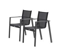 Lot de 2 fauteuils de jardin empilables en aluminium