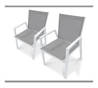 DCB Garden – Fauteuils de jardin Floride – empilables en aluminium – Lot de 2 – Blanc