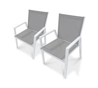 Lot de 2 fauteuils de jardin empilables en aluminium - Blanc - FLORIDE