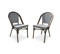 Lot de 2 fauteuils de jardin empilables en aluminium - bleu