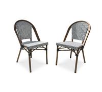 Lot de 2 fauteuils de jardin empilables en aluminium - bleu marine