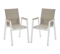 Lot de 2 fauteuils de jardin empilables en aluminium et textilène - Blanc - LIOUS de MYLIA