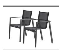 Lot de 2 Fauteuils de Jardin Empilables Miami 84cm Gris Anthracite