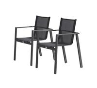 Lot de 2 fauteuils de jardin empilables en aluminium - Gris anthracite - ALU-MIAMI