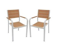 Vente-unique - Lot de 2 fauteuils de Jardin empilables en Aluminium - Naturel Clair et Blanc - NYROS de MYLIA