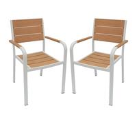 Lot de 2 fauteuils de jardin empilables en aluminium - Naturel clair et blanc - NYROS de MYLIA