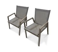 Lot de 2 fauteuils de jardin empilables en aluminium quartz