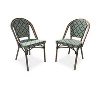 Lot de 2 fauteuils de jardin empilables en aluminium - vert