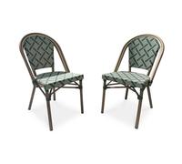 DCB Garden Lot de 2 fauteuils de jardin empilables en aluminium Vert