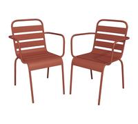 Lot de 2 fauteuils de jardin empilables en métal - Terracotta - MIRMANDE de MYLIA