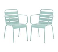 Lot de 2 fauteuils de jardin empilables en métal - Vert amande - MIRMANDE de MYLIA