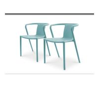 Lot de 2 fauteuils de jardin empilables en polypropylène - bleu azur