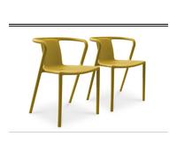 DCB Garden - Fauteuils de jardin DIEGO - Lot de 2 empilables polypropylène 72 cm jaune moutarde