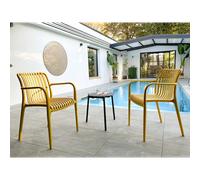 City Garden – Lot de 2 fauteuils de jardin Tiago-FT – Empilable – Moutarde