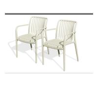 City Garden Fauteuils de jardin Tiago-FT empilables Lot de 2 Sable