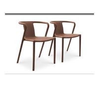 Lot de 2 fauteuils de jardin empilables en polypropylène - terracotta