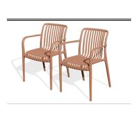 Lot de 2 fauteuils de jardin - CITY GARDEN - Tiago-FT - Empilable - Terracotta