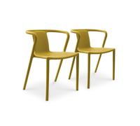 DCB Garden - Fauteuils de jardin DIEGO - Lot de 2 empilables polypropylène 72 cm jaune moutarde