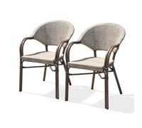 Lot de 2 fauteuils de jardin en aluminium et textilène - Marron