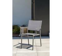 Lot de 2 fauteuils de jardin en aluminium et toile plastifiée - gris anthracite