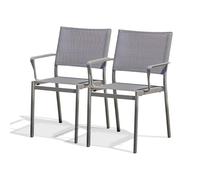 Lot de 2 fauteuils de jardin en aluminium et toile plastifiéee