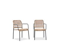 Lot de 2 fauteuils de jardin en corde et acier - gris anthracite