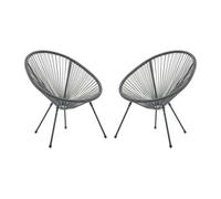 Lot de 2 fauteuils de jardin en fils de résine tressés - Gris anthracite - ALIOS III de MYLIA