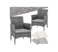 Fauteuils de jardin - TECTAKE - Lot de 2 chaises de jardin en rotin NANTES set de 2 housses inclus - Gris/Gris Clair