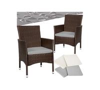 Fauteuils de jardin - TECTAKE - Lot de 2 chaises de jardin en rotin NANTES set de 2 housses inclus - Marron/Beige