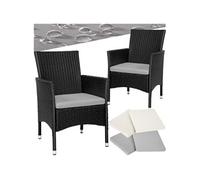 Fauteuils de jardin - TECTAKE - Lot de 2 chaises de jardin en rotin NANTES set de 2 housses inclus - Noir/Beige