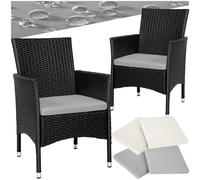 Fauteuils de jardin - TECTAKE - Lot de 2 chaises de jardin en rotin NANTES set de 2 housses inclus - Noir/Beige
