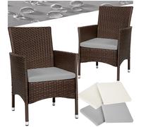 Lot de 2 fauteuils de jardin en rotin Résine tressée résistante 2 housses inclus