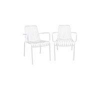 Lot de 2 fauteuils de jardin FLORIDA blanc empilable en acier L 59 x P 535 x H 78 cm
