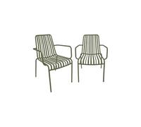 sweeek - Lot de 2 fauteuils de Jardin Florida Kaki empilable en Acier. L 59 x P 53.5 x H 78 cm
