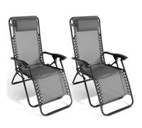 Lot de 2 fauteuils de jardin inclinables RELAX grand confort gris anthracite