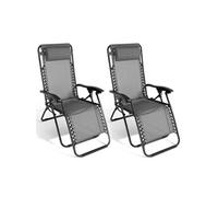 IDMarket – Lot de 2 fauteuils de jardin inclinables Relax Grand Confort Gris anthracite
