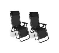 IDMarket - Lot de 2 fauteuils de jardin Relax Grand Confort inclinables Noir