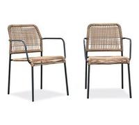 Lot de 2 Fauteuils de Jardin "Marceau" 78cm Naturel Marron