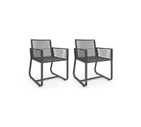 IDMarket - Lot de 2 fauteuils de Jardin Odessa métal et Cordage Gris