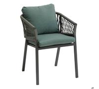 Lot de 2 fauteuils de jardin ""Oriengo"" olive & graphite en aluminium et mailles tressées - Hespéride