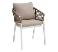 Lot de 2 fauteuils de jardin ""Oriengo"" taupe & blanc en aluminium et mailles tressées - Hespéride