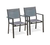 Lot de 2 Fauteuils de Jardin Empilables "Tolede" 87cm Gris Anthracite