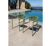 Lot de 2 fauteuils de jardin - vert olive