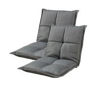 [en.casa] Lot de 2 Fauteuils de Sol Rembourré avec Dossier Réglable 5 Positions Assise Confortable Chaise Longue Peu Encombrant Stable Salon Chambre Polyester Mousse Métal Gris Foncé 110 x 55 x 11 cm