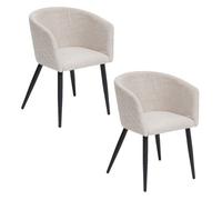Lot de 2 fauteuils de table Aubin en tissu effet matelassé - Beige