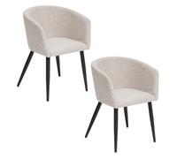 Lot De 2 Fauteuils De Table Aubin En Tissu Effet Matelassé - Beige Beige