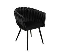 Lot de 2 fauteuils de table CHARLOTTE Tissu velours noir BOBOCHIC Noir