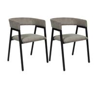Lot de 2 fauteuils de table design en métal et velours côtelé coloris taupe - AMORY