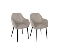 AMORY - Lot de 2 fauteuils de table en velours côtelé coloris taupe